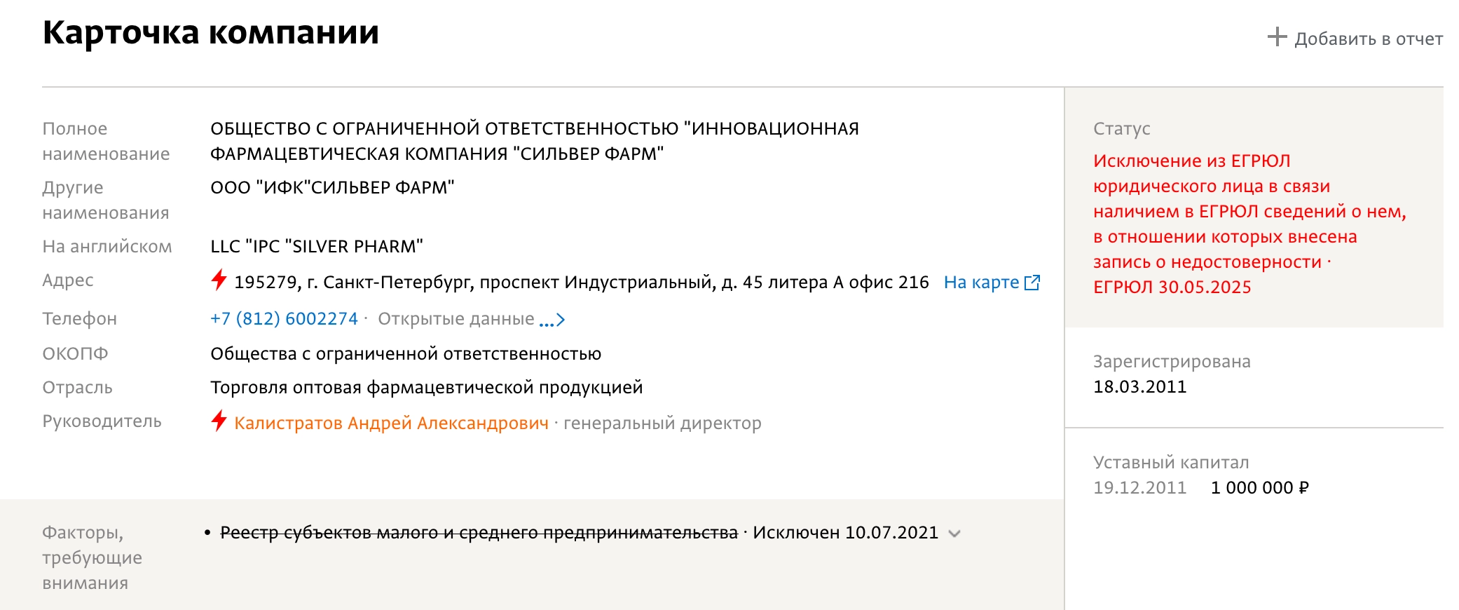Карточка компании
